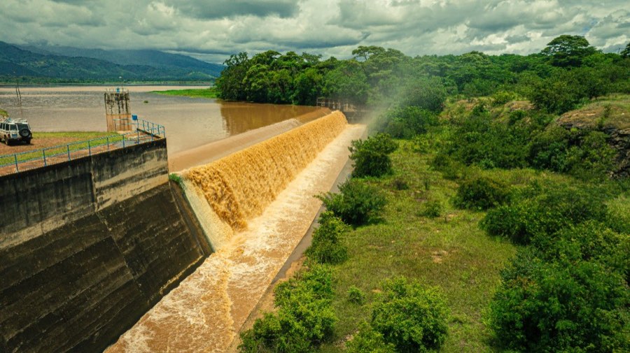 Dam and water infrastructure in a Tanzanian catchment